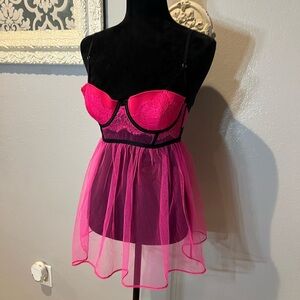 Victoria's Secret Pink Chemise with Sheer Flare